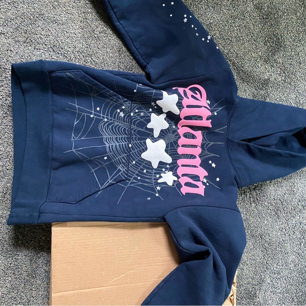 Xs Atlanta navy blue sp5der hoodie (worn once)